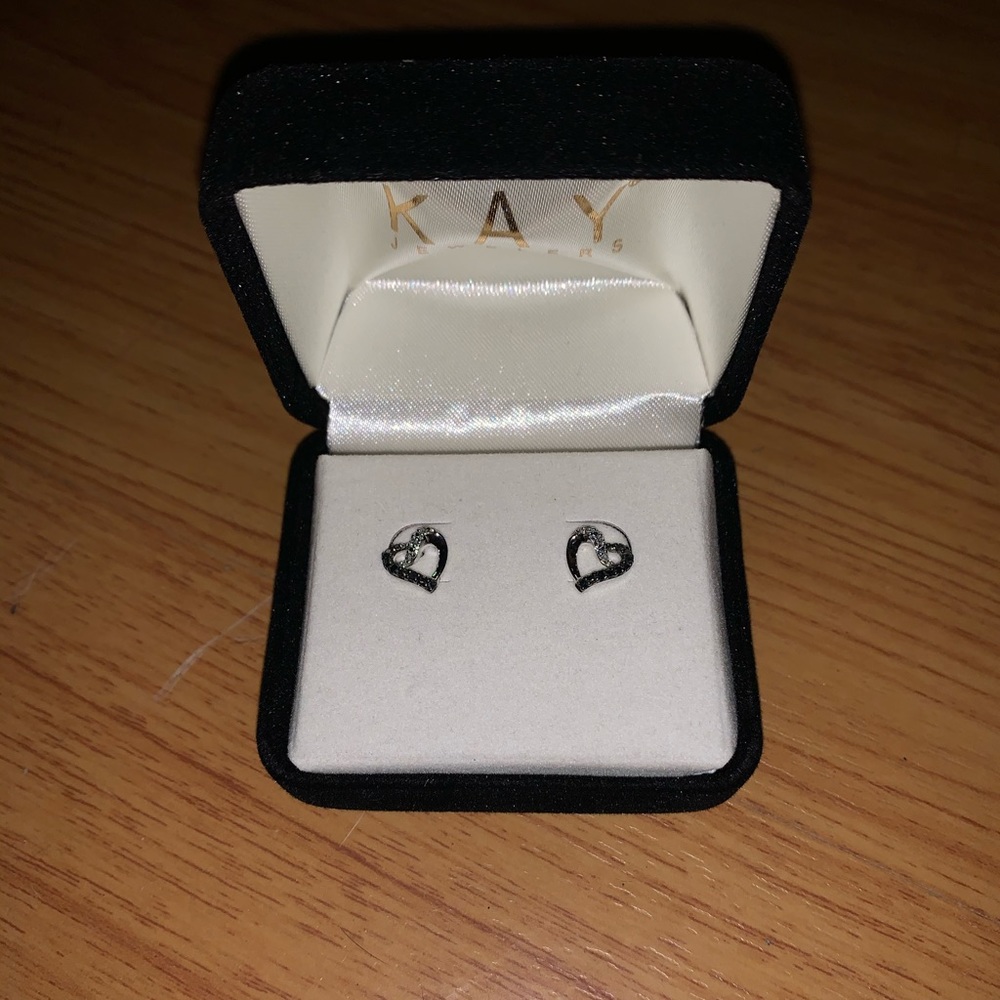Kay’s. Black and white diamond earrings.